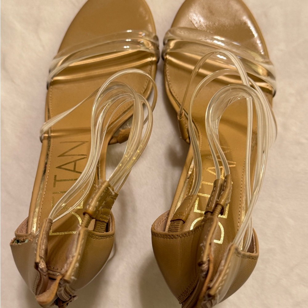 Delta Tan and Clear Strappy Sandals